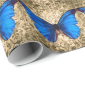 Blaue Monarchschmetterlingsmaube Vintage Kunst Geschenkpapier (Rolleneckpunkt)