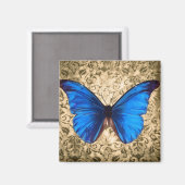 Blaue Monarchschmetterlingsmaube Vintage Kunst Magnet (Vorderseite/Rückseite)