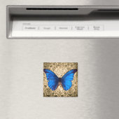 Blaue Monarchschmetterlingsmaube Vintage Kunst Magnet (In Situ (Geschirrspüler))