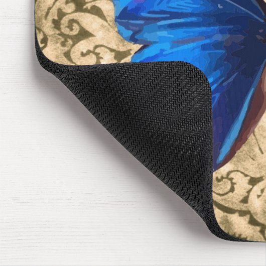 Blaue Monarchschmetterlingsmaube Vintage Kunst Mousepad (Ecke)