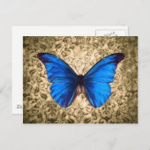 Blaue Monarchschmetterlingsmaube Vintage Kunst Postkarte (Vorne/Hinten)
