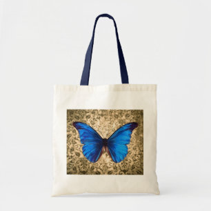 Blaue Monarchschmetterlingsmaube Vintage Kunst Tragetasche