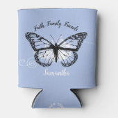 Blaue Monarchschmetterlingsmonogramm Dosenkühler (Vorderseite)