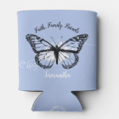 Blaue Monarchschmetterlingsmonogramm Dosenkühler (Rückseite)