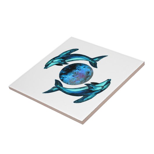 Blaue Mönchsdelphine Fliese (Seite)