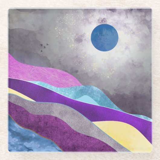 Blaue Mond Glasuntersetzer (Vorderseite)