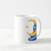 Blaue Mond Illustration Hochglanz Himmelskörper Kaffeetasse (VorderseiteRechts)