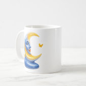 Blaue Mond Illustration Hochglanz Himmelskörper Kaffeetasse (Vorderseite Links)
