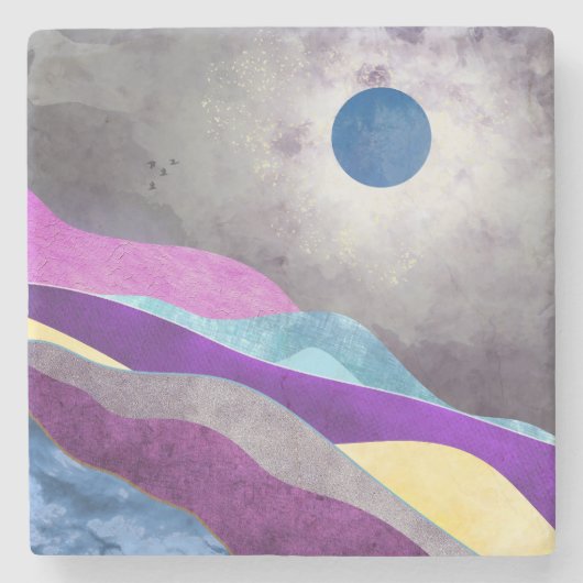 Blaue Mond Steinuntersetzer (Vorderseite)