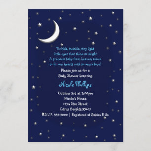 Blaue Mond & Sterne Himmlische Babyparty-Einladung Einladung