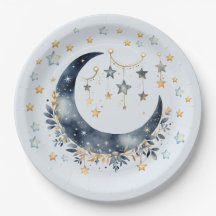 Blaue Mond Sterne Junge Baby Shower Papier Teller