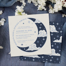 Blaue Mond- und Sternenhimmel-Hochzeitseinladung