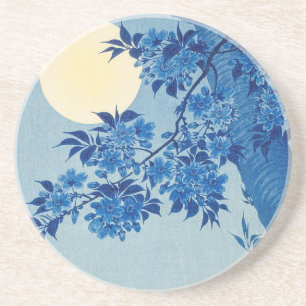 Blaue mondbeschienene Baum: Japanische Kirschblüte Getränkeuntersetzer