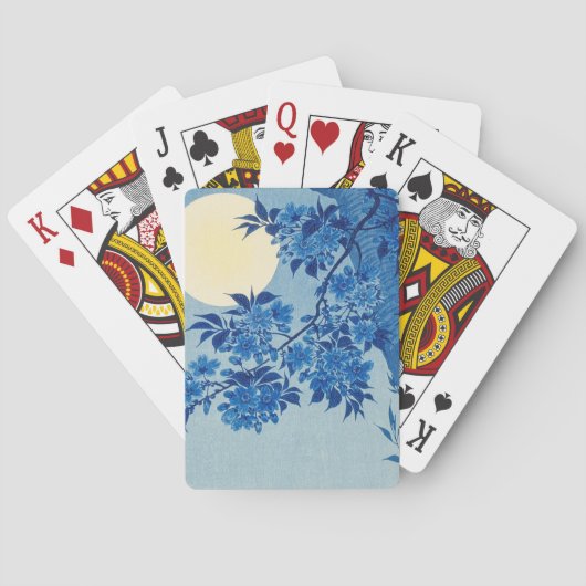 Blaue mondbeschienene Baum: Japanische Kirschblüte Spielkarten (Rückseite)