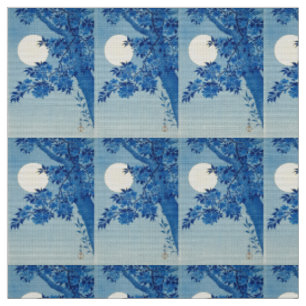 Blaue mondbeschienene Baum: Japanische Kirschblüte Stoff