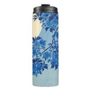 Blaue mondbeschienene Baum: Japanische Kirschblüte Thermosbecher