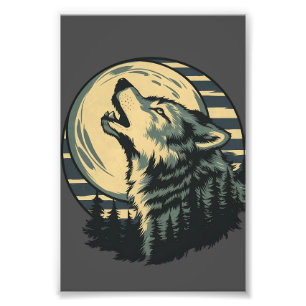 Blaue Mondkunst des heulenden Wolfes Fotodruck