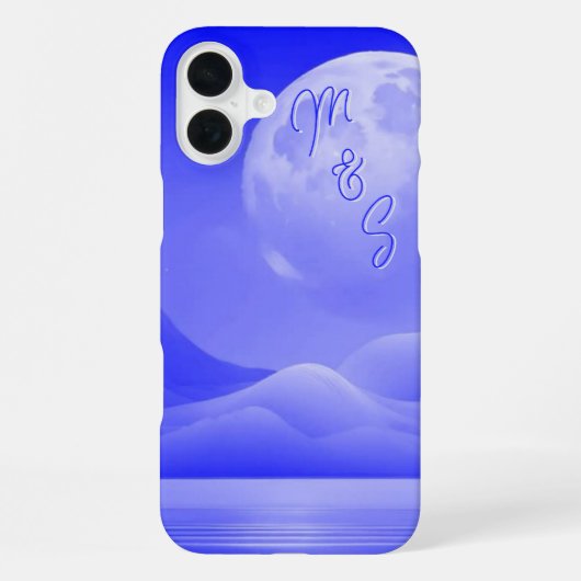 Blaue Mondlicht-Galaxie-Monogramm-Etuis- Mate iPho iPhone Hülle (Rückseite)