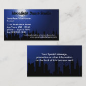 Blaue Mondschein-Visitenkarten, Tanz-Studio, Nacht Visitenkarte (Vorne/Hinten)