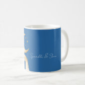 Blaue Mondsterne Hand Gold Kaffeetasse (VorderseiteRechts)