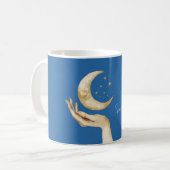 Blaue Mondsterne Hand Gold Kaffeetasse (Vorderseite Links)