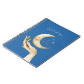 Blaue Mondsterne Hand Gold Notizblock (Linke Seite)