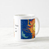 Blaue Mondsun-Kunst, gelbe, orange Tasse, fertigen Kaffeetasse (VorderseiteRechts)