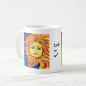 Blaue Mondsun-Kunst, gelbe, orange Tasse, fertigen Kaffeetasse (Vorderseite Links)