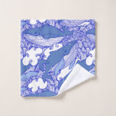 Blaue Monochromatische Humpbackwale Badhandtuch Set (Waschlappen)