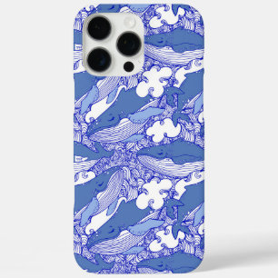Blaue Monochromatische Humpbackwale iPhone 16 Pro Max Hülle