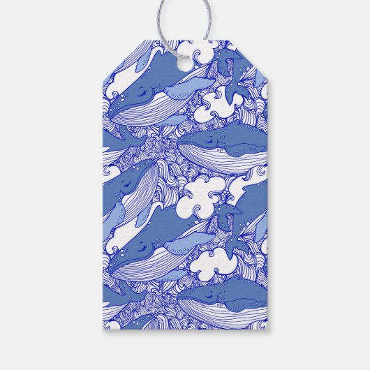 Blaue Monochromatische Humpbackwale Geschenkanhänger (Vorderseite)