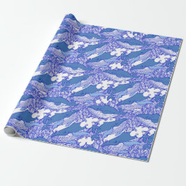 Blaue Monochromatische Humpbackwale Geschenkpapier