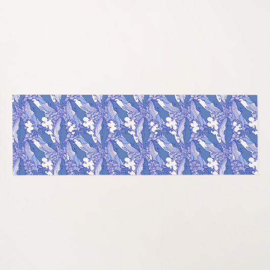 Blaue Monochromatische Humpbackwale Yogamatte (Rückseite (Horizontal))