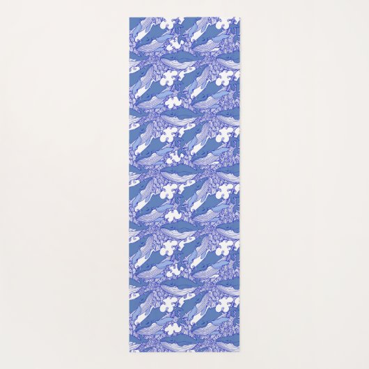 Blaue Monochromatische Humpbackwale Yogamatte (Rückseite)