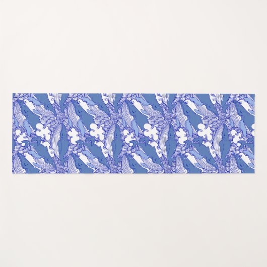 Blaue Monochromatische Humpbackwale Yogamatte (Vorderseite (Horizontal))