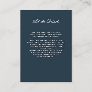 Blaue monochrome FLORAL-WEDDING Details Richtungen Begleitkarte