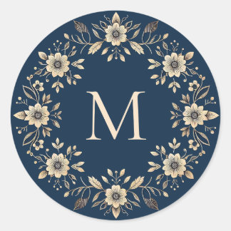 Blaue Monografie der Zierflora Runder Aufkleber