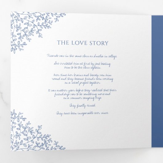 Blaue Monografie Dreifach-gefaltete Programmkarte (Innen Erste Seite)