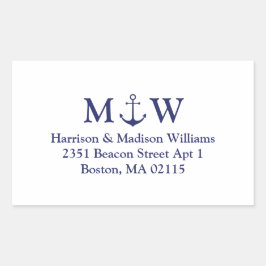 Blaue Monografie Rechteckiger Aufkleber