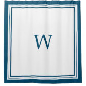 Blaue Monogramm-Duschvorhang Duschvorhang (Vorderseite)
