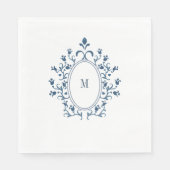 Blaue Monogramm-Farbe Serviette (Vorderseite)