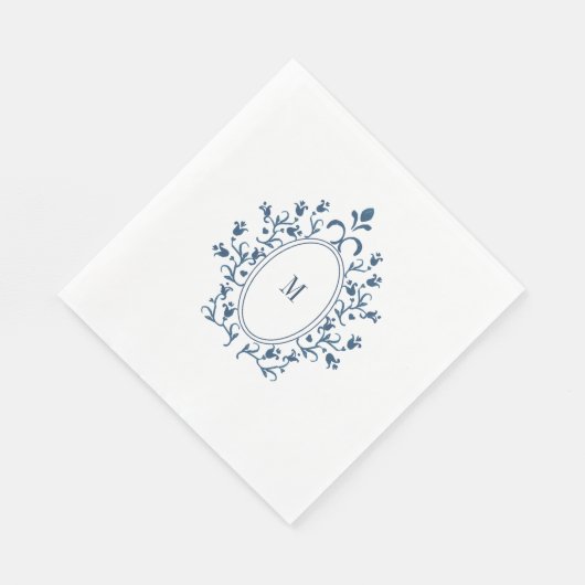 Blaue Monogramm-Farbe Serviette (Ecke)
