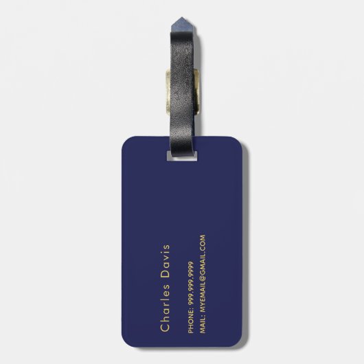 Blaue Monogramm Gepäckanhänger (Rückseite vertikal)