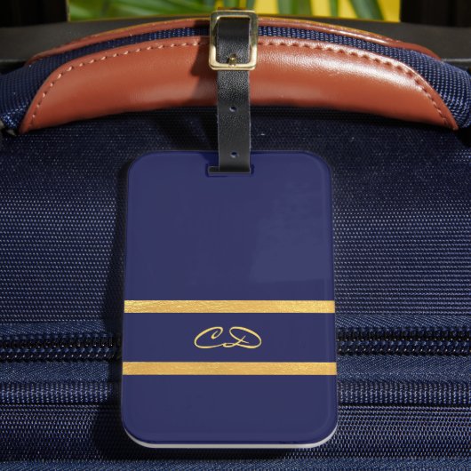 Blaue Monogramm Gepäckanhänger (Vorderseite Insitu 2)