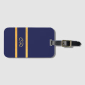 Blaue Monogramm Gepäckanhänger (Vorderseite (Horizontal))