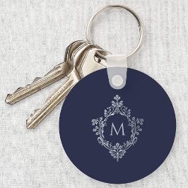 Blaue Monogramm Initial in Vintagem Verziertem Wap Schlüsselanhänger