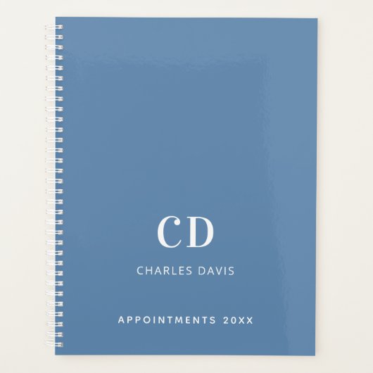 Blaue Monogramm-Initialen 2026 Planer (Vorderseite)