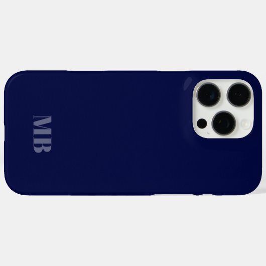 Blaue Monogramm-Initialen Case-Mate iPhone Hülle (Rückseite (Horizontal))