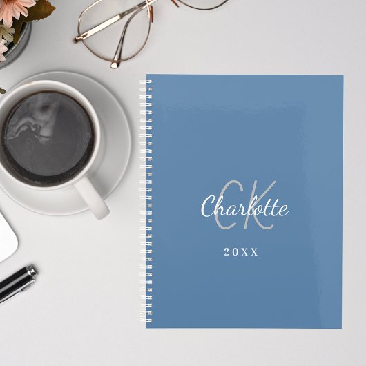 Blaue Monogramm-Initialen, Name 2026 Planer