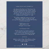 Blaue monogramm-Kranz Hochzeitsgast-Informationen (Rückseite)